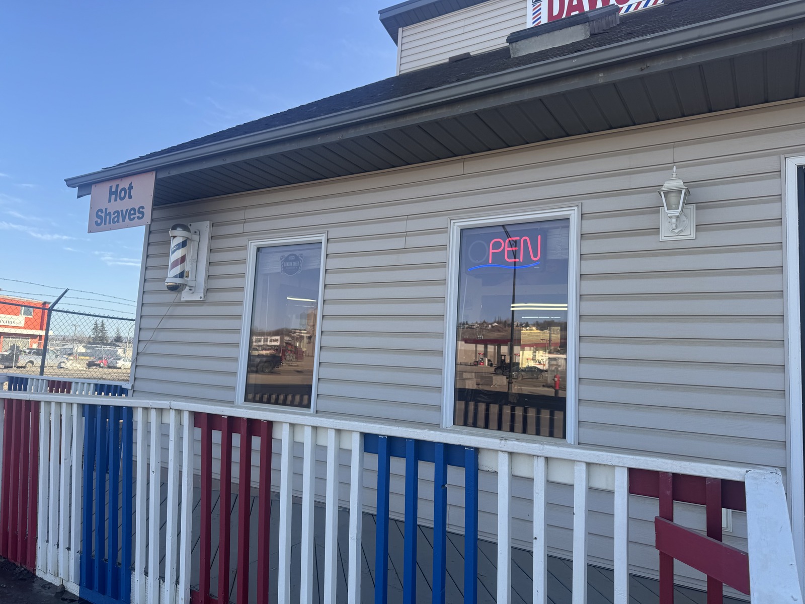 Dawson Creek Barbershop exterior — Hot Shaves
